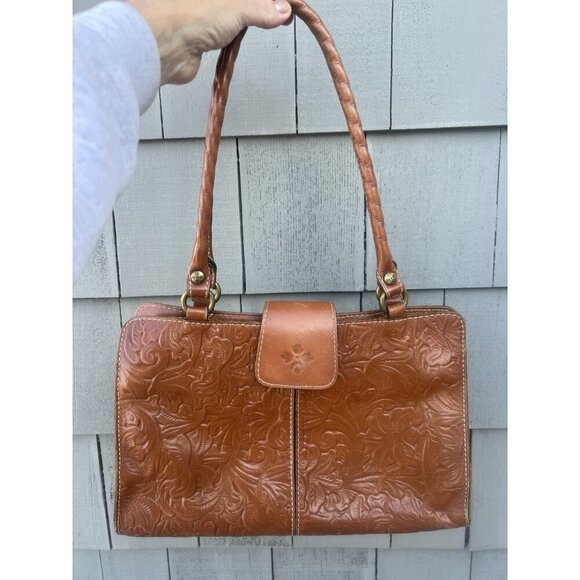 Patricia Nash Handbags - Vintage Patricia Nash embossed floral brown leather shoulder bag designer hippie